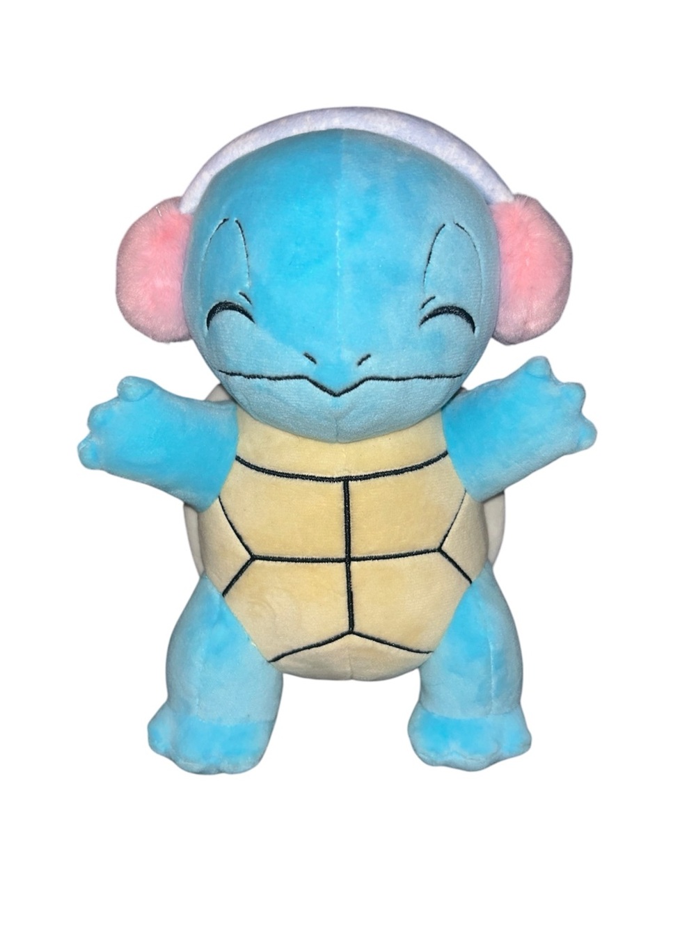 Pokémon Squirtle 8” Plush Stuffed Animal Pink Earmuffs Winter Edition